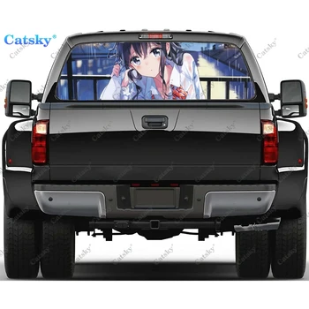 Aki Adagaki Anime Girl Galinio lango automobilių lipdukai ir grafika Galinio lango lipdukai sunkvežimiams, automobilio lango lipdukas