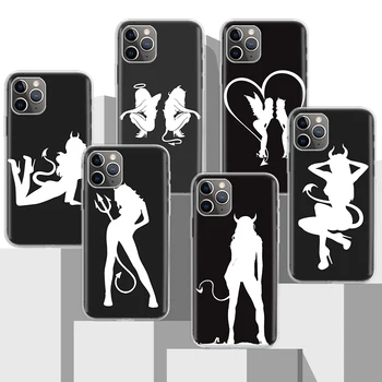 Angel And Devil Sexy Girl minkštas silikoninis telefono dėklas, skirtas Apple iPhone 11 12 Mini 14 15 Ultra 13 Pro XR X XS Max 7 Plus +8 6S SE