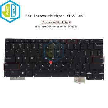  angliška nešiojamojo kompiuterio klaviatūra su foniniu apšvietimu Lenovo Thinkpad X13S Gen 1 JAV Trackpoint klaviatūros su foniniu apšvietimu Teclado SN21E04735