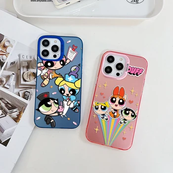 Anime T-The Powerpuffs Girls Phone Case for OPPO Realme 5 8i 9i 10 11 Pro C12 C15 C20 C21Y C31 C33 C35 C53 C55 5G Kietas kompiuterio dangtelis