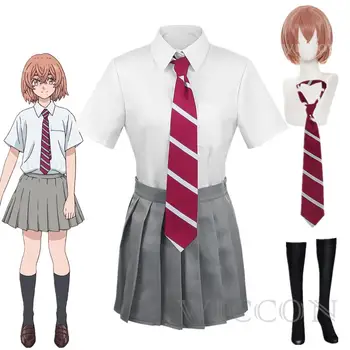 Anime Tokyo Revengers Cosplay Tachibana Hinata Cosplay kostiumas JK mokyklos apranga Marškiniai Kaklaraištis Sijonas Kojinės Perukas Helovino drabužiai