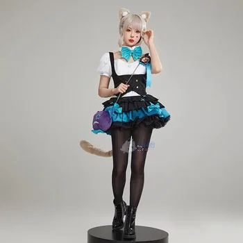 Anime Žaidimas Genshin Impact Lynette Cosplay kostiumas Koledžo mokyklinė uniforma moterims Lolitos sijono kostiumas 
