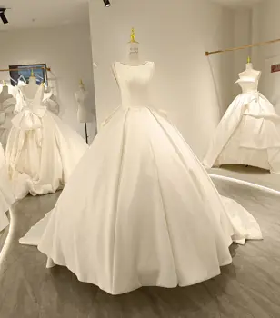 Aoliweiya Bridal -Mikado Ball Gown O Neck Pearls Cathedral Train Vestuvinė suknelė