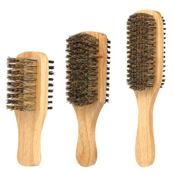 Aukštos kokybės medienos šeriai dvipusis šepetys Naujas nailono manekeno medinis garbanotas bangų šepetys Barzdos priežiūra Vyrų stilius Barzdos plaukų įrankis
