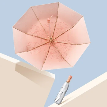 Automatinis sulankstomas skėtis moterims Anti UV skėčiai Skėčiai nuo vėjo Stipri sidabrinė danga Summner Sun skėtis sulankstomas 8 K