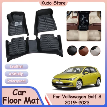 Automobilio grindų kilimėlis Volkswagen VW Golf 8 MK8 R-Line 2019 ~ 2023 Full Custom Foot Parts Leather Panel Liner Cover Interior Accessorie