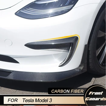 Automobilio priekinio buferio kanardos Oro išleidimo apdaila Tesla Model 3 Sedanui 4 durų 2016-2020 lenktynių priekiniai pelekai Rūko žibinto dangtis Anglies pluoštas
