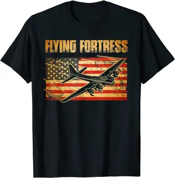 B-17 Skraidantis tvirtovės bombonešis Amerikos vėliava Patriotiniai marškinėliai 100% medvilniniai marškinėliai O-Neck trumpomis rankovėmis Casual vyriški marškinėliai Dydis: S-3XL