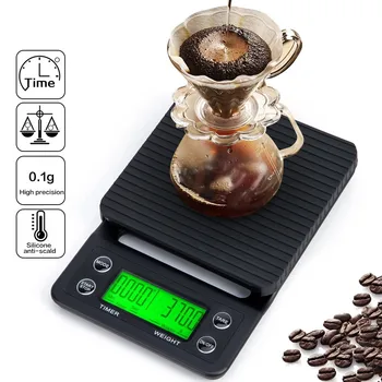 B50 3kg/0.1g 5kg/0.1g lašinamos kavos skalė su laikmačiu Elektroninės skaitmeninės virtuvės svarstyklės Didelio tikslumo LCD elektroninės svarstyklės