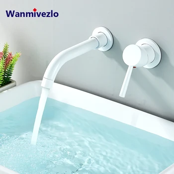 Baltas vonios kambario baseino maišytuvas paslėptas sieninis maišytuvo čiaupas 360 pasukamas vienos rankenos karšto šalto vandens vonios maišytuvo čiaupas