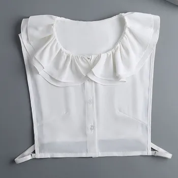 Balti vienspalviai atlapiniai marškiniai Netikra apykaklė moteriškiems korėjietiškiems marškiniams nuimama apykaklė Moteriškas nuimamas megztinis Kaklas Netikra apykaklė