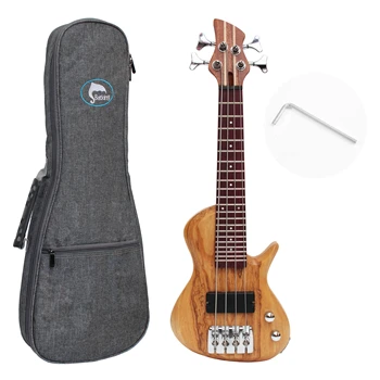 Batking Mini Ukulele Bass, Electric Ubass 4 String, Fretted Bass Ukelele su Gig krepšiu