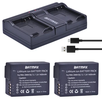 Batmax 2pc DMW-BLC12 DMW-BLC12E BLC12 akumuliatorius + dvigubas USB įkroviklis skirtas Panasonic BLC12 DMW-BLC12E DMW-BLC12PP FZ200 FZ1000 DMC-G5