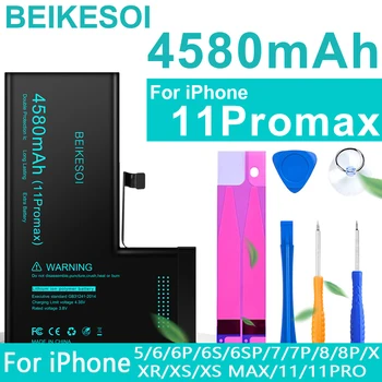 BEIKESOI Didelės talpos telefono baterija, skirta Apple iPhone 11 12 Pro 6S 7 8 Plus X XS Max Ličio baterijos keitimas su įrankiu