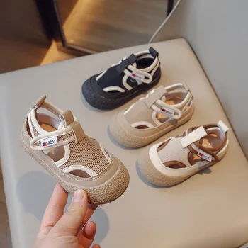 Berniukų mergaičių batai 2023 Vasara Nauji vaikai Tinklelis Kvėpuojantys žemi viršutiniai drobiniai batai Baby Soft Sole Casual Sportinės basutės