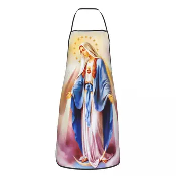 Bib Katalikų Mergelės Marijos prijuostės vyrams Moterys Unisex Suaugusiųjų virėjas Maisto gaminimo virtuvė Dievo Motina iš Gvadalupės Tablier virtuvės tapyba