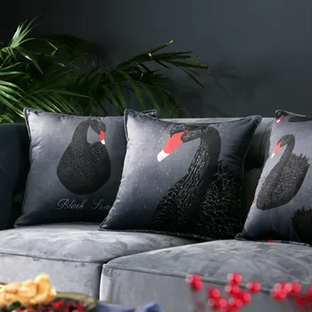 Black Swan pagalvės Aksominės pagalvės dėklas Minkštas užpildymas Dekoratyvinis pagalvės užvalkalas sofai 45x45 Šiuolaikinės namų dekoracijos