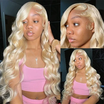 Brazilijos 32 34 colių Kūno banga 613 Medus Blondinė HD Skaidrus nėrinių priekinis perukas Žmogaus plaukai 13x4 13x6 Nėrinių priekinis perukas moterims