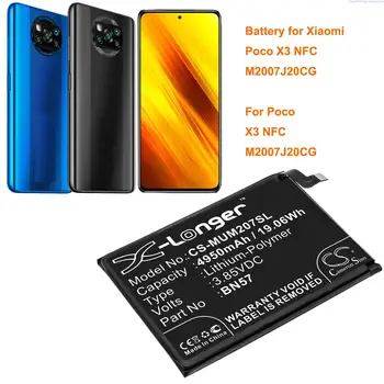 Cameron Sino 4950mAh mobiliojo telefono baterija BN57 skirta Xiaomi Poco X3 NFC, M2007J20CG, Poco X3 NFC, M2007J20CG