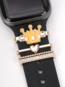Cartoon Crown Charm rinkinys Laikrodžio dirželis dekoratyvinis žiedas, skirtas Apple Watch Silikoninis dirželis Dekoratyviniai papuošalų aksesuarai