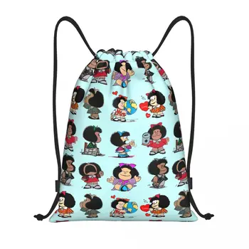 Cartoon Mafalda Funny Meme Drawstring Backpack Women Men Gym Sport Sackpack Sulankstomas treniruočių krepšys