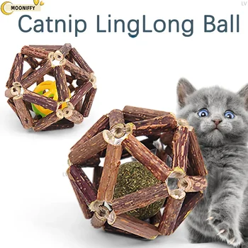Catnip Ball Cat Žaislai Interaktyvus žaislas kačiukų valymui Katės dantys Sveiki katžolė Natūralūs mediniai kamuoliukai Naminių gyvūnėlių reikmenys