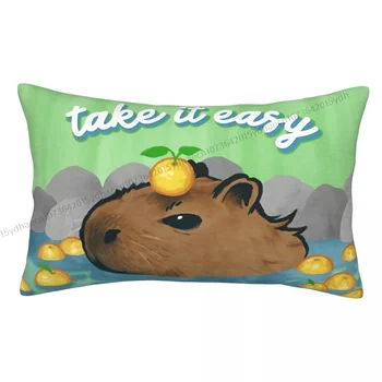 Chill Spausdintas pagalvės dėklas Capybara Animal Backpack Coussin dangteliai Plaunamas kėdės dekoro pagalvės užvalkalas
