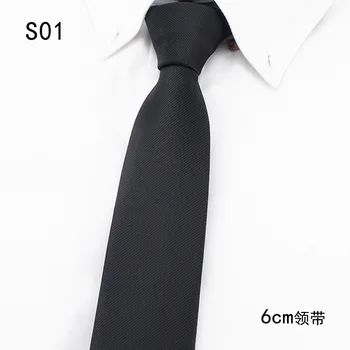 Classic Black Men Polyester Striped Ties Slim Narrow Paisley Neckties Plaid Corbata Neckwear for Party 6CM Shirt Accessories