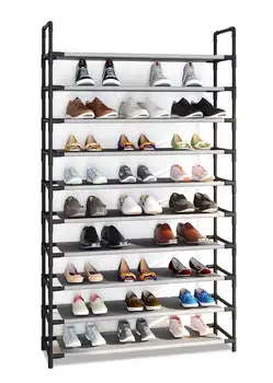 COMHOMA batų stovas 10 pakopų didelis organizatorius 50 porų reguliuojamo audinio batų laikymo spintelė pilka