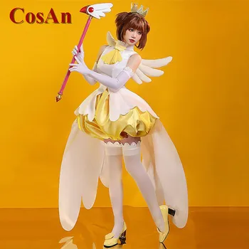 CosAn Hot Anime Cardcaptor Kinomoto Sakura Cosplay kostiumas Saldus geltonas ir baltas Battle Dress Activity Party vaidmenų žaidimų drabužiai