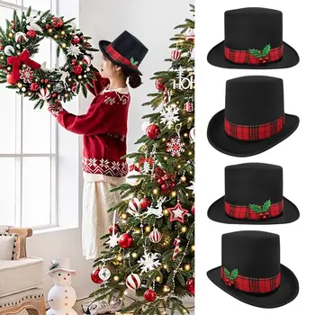 Creative Black Christmas Hat High Quality Simple Style Black Cowboy Hat Party aksesuarai Xmas Formal Hat