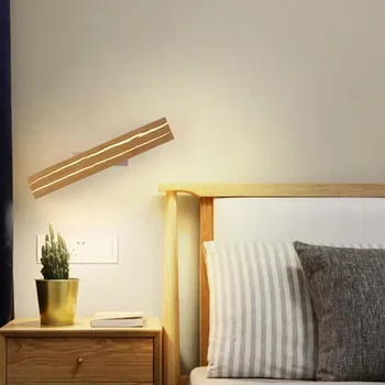 Creative Long Strip Wall Light Rotaable Medinė sieninė lempa svetainei miegamojo lovos namo dekoras LED apšvietimas