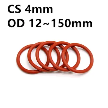 CS 4mm OD 12 ~ 150mm VMQ maistinės raudonos silikoninės O žiedo žiedo poveržlės Tarpikliai atsparūs vandeniui ir karščiui