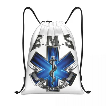 Custom Ems Star Of Life Užtraukiamos kuprinės krepšiai Moterys Vyrai Lengvas EMT Paramedic Gym Sports Sackpack maišai jogai