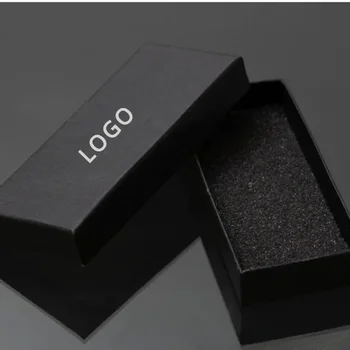 Custom Laser Engrave Black Keychain Box Stačiakampio formos raktų pakabuko žiedo paketas Dovanų asmeninio logotipo dovanų pakuotė