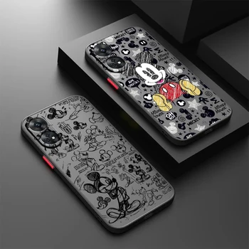 Cute Disney Mickey Mouse for OPPO Reno 8T 8 7 6 5 Z F SE Pro Plus Lite TPU smūgiams atsparus matinis permatomas telefono dėklas