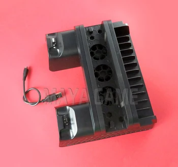daugiafunkcis dvigubo įkrovimo stoties doko vertikalus stovo laikiklis aušinimo ventiliatoriaus aušintuvas, skirtas PS4 Slim / PS4 Pro
