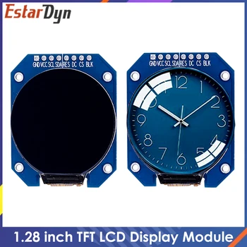 DC 3.3V 1.28 colių TFT LCD ekrano modulis Apvalus RGB IPS HD 240x240 rezoliucija GC9A01 tvarkyklė 4 laidinės SPI sąsajos adapterio plokštė