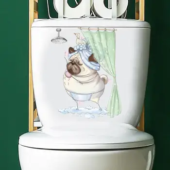 Dekoratyvinis namų dekoro lipdukas Neperšlampamas šunų tualeto lipdukas Žavingas ilgalaikis vonios kambario dekoravimas mielam bendrabučio animaciniam filmukui