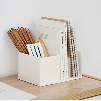 Desktop File Rack Desk Bookends,Book Shelf Holder White Simple Style Bookends Office Desk File Organizer For Office Classroom