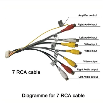 Diagramme 7 RCA kabelis P kištukas Automobilinis GPS navigatorius Stereo radijo išvestis AUX laidų pynė Laidų jungtis Adapteris Žemų dažnių garsiakalbio kabelis 4G