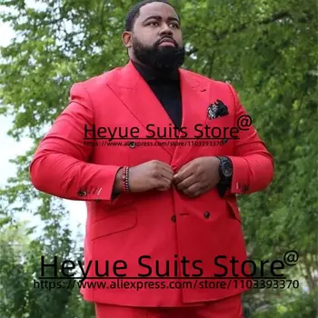 Didelio dydžio dviviečiai oficialūs vyriški kostiumai Custom Peak Lapel Groom Wedding Tuxedos 2 PCS Sets Fashion Male Blazer Kostiumas Homme