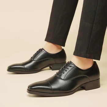 Didelio dydžio suvarstomi tikri suknelės batai & Oksfordas aukštos kokybės vyriški biuro batai kvėpuojantys laisvalaikio vyrų suknelės batai