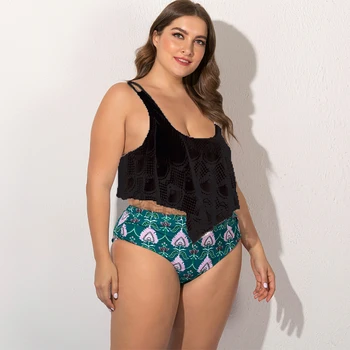 Didelis dydis 5XL Push Up Bikinio rinkinys Moterys 2023 Spausdinti dviejų dalių bikinio maudymosi kostiumėlį Moteriškas aukštas juosmuo Didelio dydžio maudymosi kostiumėlis