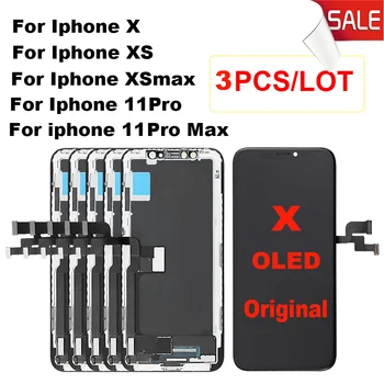Didmeninė prekyba 3vnt / lotas OLED LCD ekranas iPhone 11 PRO 11 Promax ekranas Jutiklinis ekranas Surinkimo pakaitinis ekranas iPhone X XS XSMax