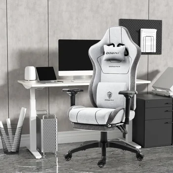 Dowinx žaidimų kėdė Lininis audinys su kišenine spyruokline pagalvėle, ergonomiška kompiuterio kėdė su biuro kėde 300 svarų