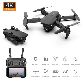 E88 Pro Dron 4K dviguba kamera VR 3D režimas 15 minučių skraidanti baterija Ilgo nuotolio FPV RC sulankstomas mini dronas