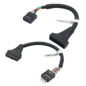 Efektyvus USB adapterio pagrindinės plokštės adapterio kabelis 20Pin vyras į 9Pin Female