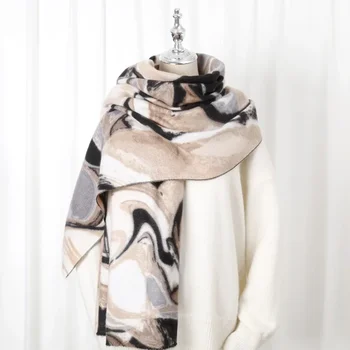 Elegance Marble printed cashmere long scarf skara rudens ir žiemos damoms šiltas šalikas stora