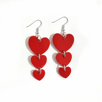 Fashion Cute Valentines Red Heart pakabukų auskarai